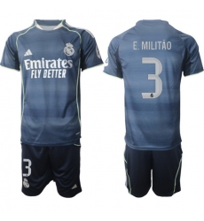 Men Real Madrid 2026 Soccer Jerseys DarkBlue #3 E.MILITAO
