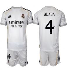Men Real Madrid 2026 Soccer Jerseys White #4 ALABA (2)