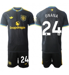 Men Manchester United 2026 Soccer Jerseys Black #24 ONANA