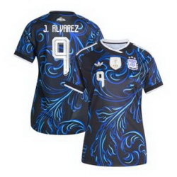 Women 9Julian Alvarez Argentina National Team adidas 2026 Away Replica Jersey Black 3