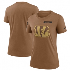 Women Cincinnati Bengals 2023 Brown Salute To Service Legend Performance T Shirt Run Small