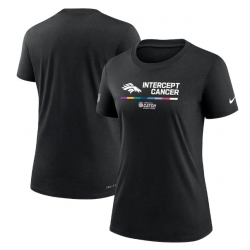 Women Denver Broncos 2022 Black Crucial Catch Performance T Shirt