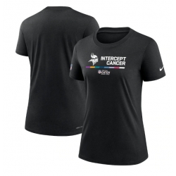 Women Minnesota Vikings 2022 Black Crucial Catch Performance T Shirt
