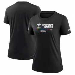 Women New Orleans Saints 2022 Black Crucial Catch Performance T Shirt
