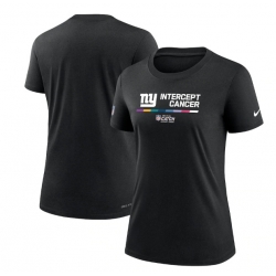 Women New York Giants 2022 Black Crucial Catch Performance T Shirt