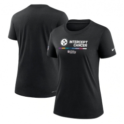 Women Pittsburgh Steelers 2022 Black Crucial Catch Performance T Shirt