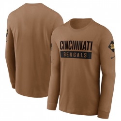 Men Cincinnati Bengals 2023 Brown Salute To Service Long Sleeve T Shirt