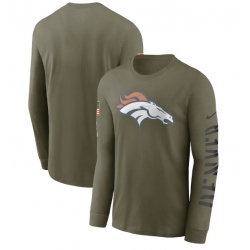 Men Denver Broncos Olive 2022 Salute To Service Long Sleeve T Shirt