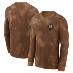 Men Green Bay Packers Brown 2023 Salute To Service Long Sleeve T Shirt
