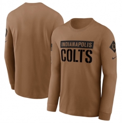 Men Indianapolis Colts 2023 Brown Salute To Service Long Sleeve T Shirt