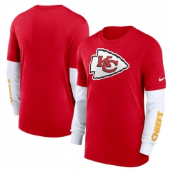 Men Kansas City Chiefs Heather Red Slub Fashion Long Sleeve T Shirt