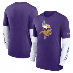 Men Minnesota Vikings Heather Purple Slub Fashion Long Sleeve T Shirt