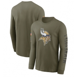 Men Minnesota Vikings Olive 2022 Salute To Service Long Sleeve T Shirt