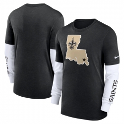 Men New Orleans Saints Heather Black Slub Fashion Long Sleeve T Shirt