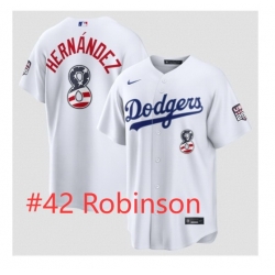 Men Los Angeles Dodgers 42 Jackie Robinson White USA 250 Fourth of July Home Stitched Baseball Jersey
