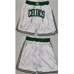 Men Boston Celtics White Shorts  Run Small
