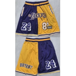 Men  8  24 Kobe Bryant Purple Yellow 2026 Shorts 