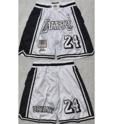 Men Los Angeles Lakers  24 Kobe Bryant White 2026 Shorts 