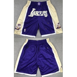 Men Los Angeles Lakers Purple Gold Shorts  28Run Small 29