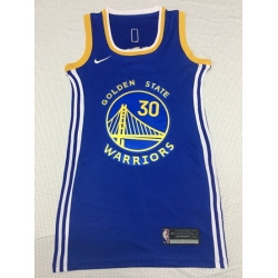 Women Golden Warriors 30 Stephen Curry Dress Stitched Jersey Blue