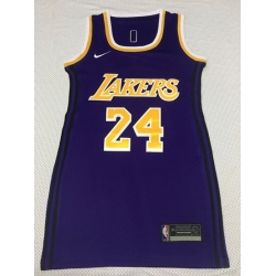 Women Los Angeles Lakers 24 Kobe Bryant Dress Stitched Jersey Purple
