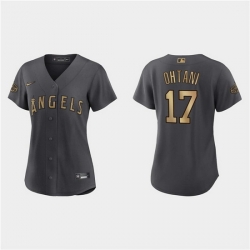 Women Los Angeles Angels 17 Shohei Ohtani 2022 All Star Charcoal Stitched Baseball Jersey 