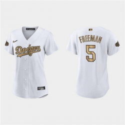 Women Los Angeles Dodgers 5 Freddie Freeman 2022 All Star White Stitched Baseball Jersey 