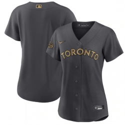 Women Toronto Blue Jays Blank 2022 All Star Charcoal Stitched Baseball Jersey 