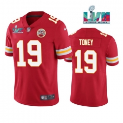 Men Kansas City Chiefs 19 Kadarius Toney Red Super Bowl LVII Patch Vapor Untouchable Limited Stitched Football Jersey