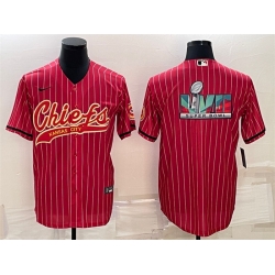 Men Kansas City Chiefs Red With Super Bowl LVII Big Logo Cool Base Stitched Baseball Jersey