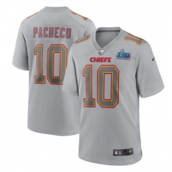 Men Women Youth Toddler Kansas City Chiefs 10 Isiah Pacheco Grey Super Bowl LVII Patch Atmosphere Fashion Stitched Game Jersey