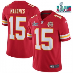 Men Women Youth Toddler Kansas City Chiefs 15 Patrick Mahomes Red Super Bowl LVII Patch Vapor Untouchable Limited Stitched Jersey