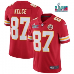 Men Women Youth Toddler Kansas City Chiefs 87 Travis Kelce Red Super Bowl LVII Patch Vapor Untouchable Limited Stitched Jersey