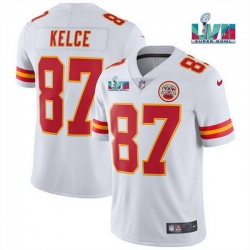 Men Women Youth Toddler Kansas City Chiefs 87 Travis Kelce White Super Bowl LVII Patch Vapor Untouchable Limited Stitched Jersey