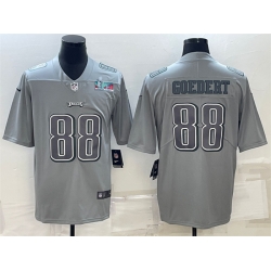 Men Philadelphia Eagles 88 Dallas Goedert Gray Super Bowl LVII Patch Atmosphere Fashion Stitched Jersey