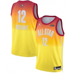 Men 2023 All Star 12 Ja Morant Orange Game Swingman Stitched Basketball Jersey