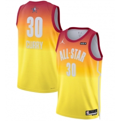 Men 2023 All Star 30 Stephen Curry Orange Game Swingman Stitched Basketball Jersey