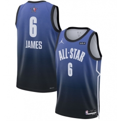 Men 2023 All Star 6 LeBron James Blue Game Swingman Stitched Basketball Jersey