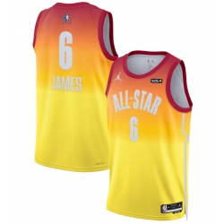 Men 2023 All Star 6 LeBron James Orange Game Swingman Stitched Basketball Jersey