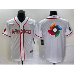 Men Mexico Baseball 2023 White World Baseball Classic Team Big Logo Stitched Jersey 3