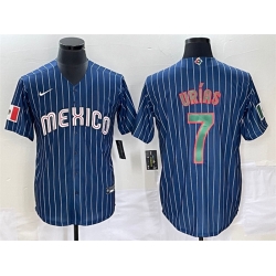 Men Mexico Baseball 7 Julio Ur EDas 2023 Navy World Baseball Classic Stitched Jersey 4