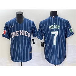 Men Mexico Baseball 7 Julio Ur EDas 2023 Navy World Baseball Classic Stitched Jersey