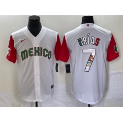 Men Mexico Baseball 7 Julio Urias 2023 White Red World Baseball With Patch Classic Stitched Jersey 2