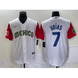 Men Mexico Baseball 7 Julio Urias 2023 White Red World Baseball With Patch Classic Stitched Jersey 5