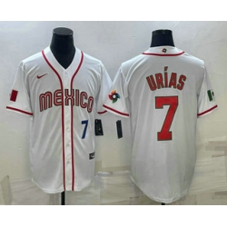 Men Mexico Baseball #7 Julio Urias Number 2023 White World Baseball Classic Stitched Jersey1