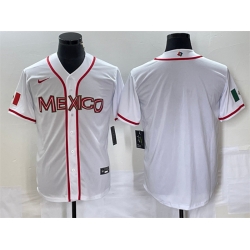 Men Mexico Baseball Blank 2023 White World Baseball Classic Stitched Jersey