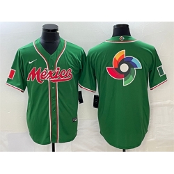 Men Mexico Baseball Green 2023 World Baseball Classic Team Big Logo Stitched Jersey