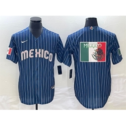 Men Mexico Baseball Navy Team Big Logo World Baseball Classic Stitched Jersey 002