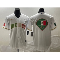 Men Mexico Baseball White 2023 World Baseball Classic Team Big Logo Stitched Jersey 1