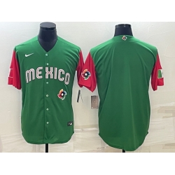 Men's Mexico Baseball 2023 Blank Green World Baseball Classic Stitched Jerseys 3